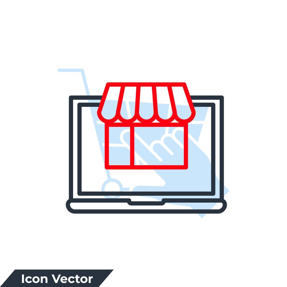 Ilustración de vector de logotipo de icono de tienda en línea. plantilla de símbolo de compras en línea para la colección de diseño gráfico y web