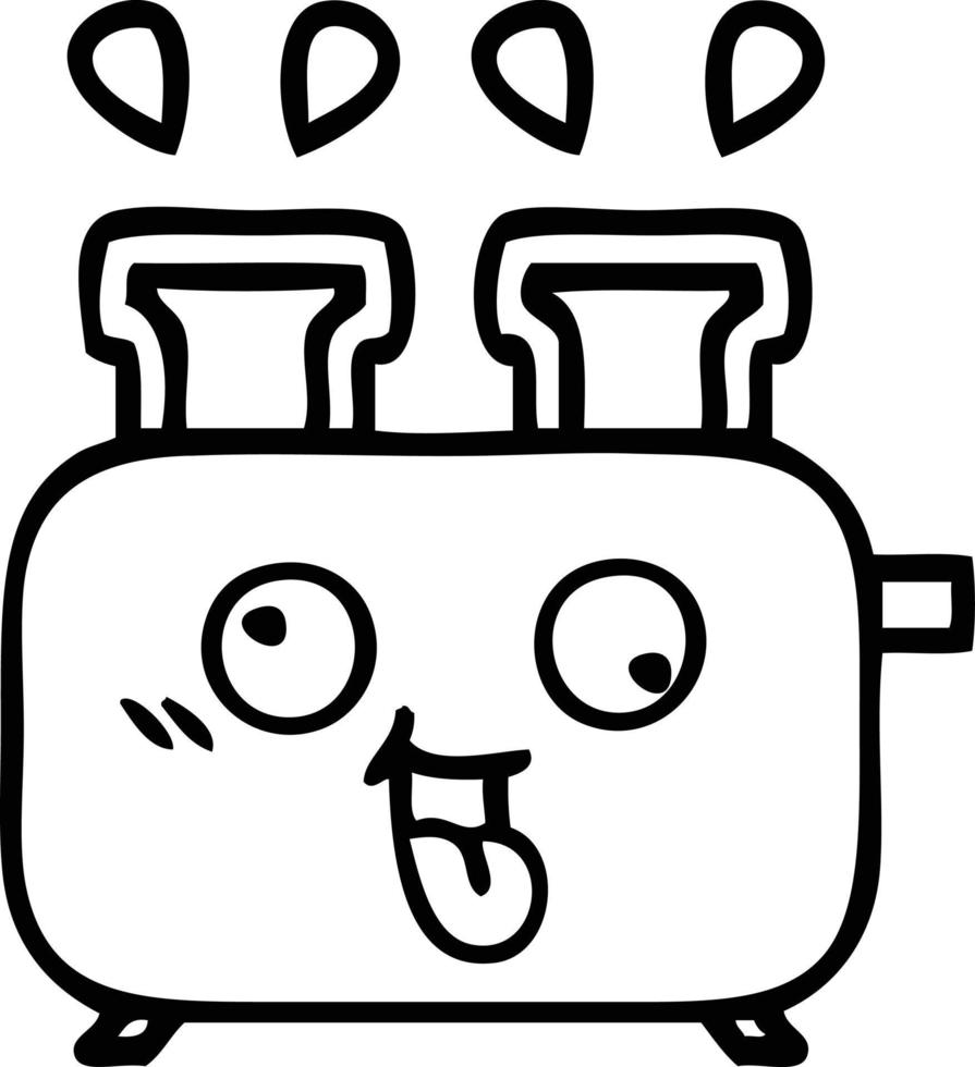 line drawing cartoon of a toaster vector