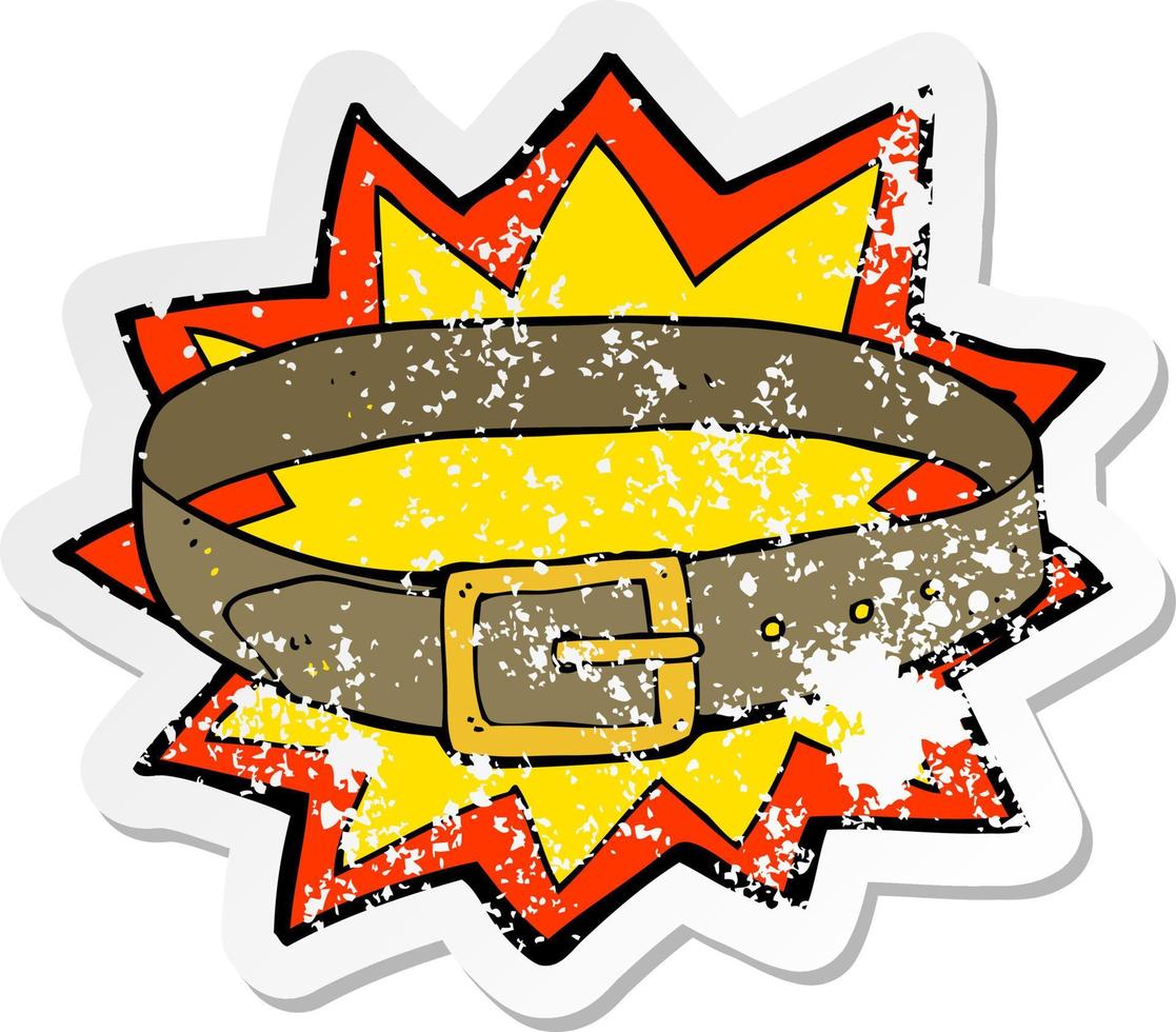 retro distressed sticker of a cartoon awesome new belt vector