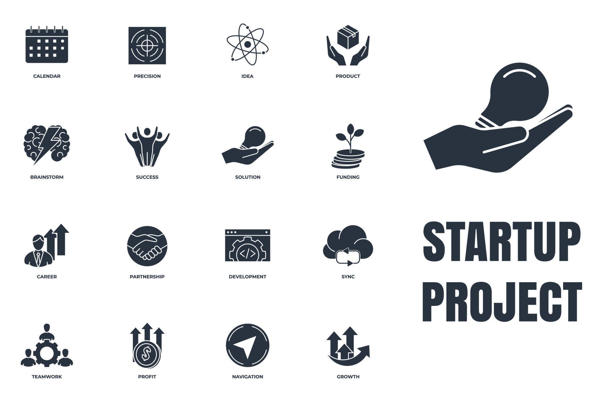 Set of Startup project icon logo vector illustration. development pack ...