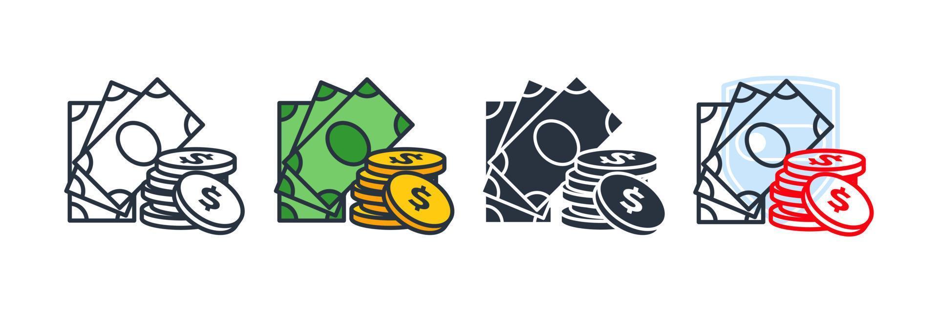 money icon logo vector illustration. coins and finances symbol template for graphic and web design collection