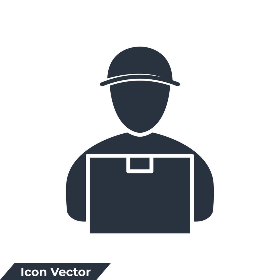 courier icon logo vector illustration. Delivery Man symbol template for graphic and web design collection