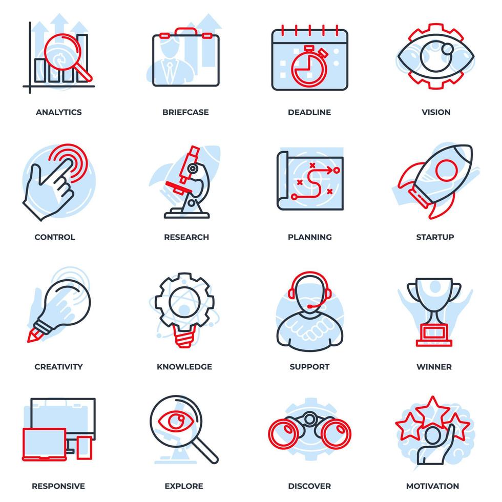 Set of Startup project icon logo vector illustration. development pack symbol template for graphic and web design collection