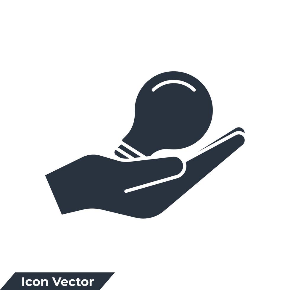 Ilustración de vector de logotipo de icono de solución. mano y una plantilla de símbolo de lámpara para la colección de diseño gráfico y web