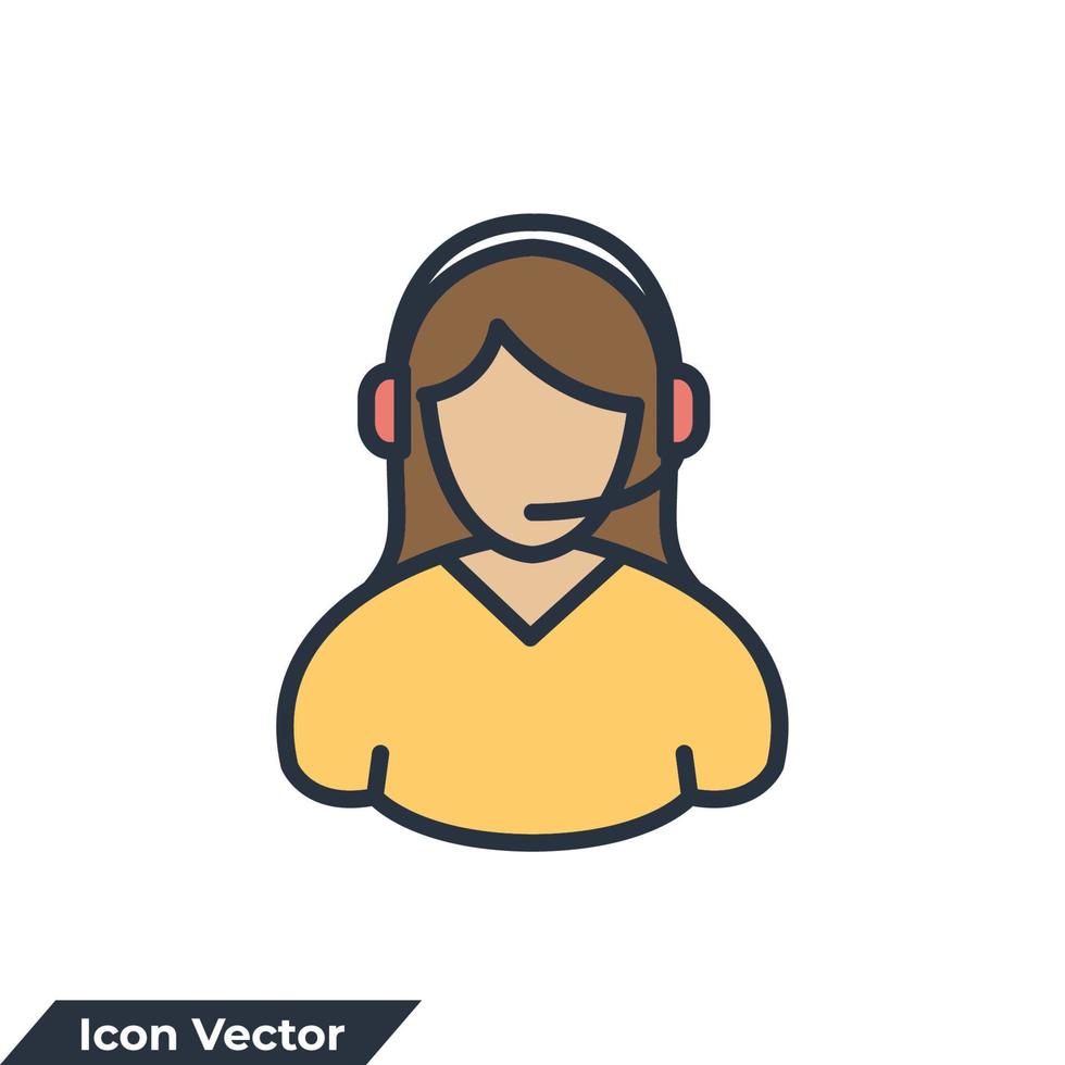 Ilustración de vector de logotipo de icono de servicio de atención al cliente. usuario con plantilla de símbolo de auriculares para colección de diseño gráfico y web