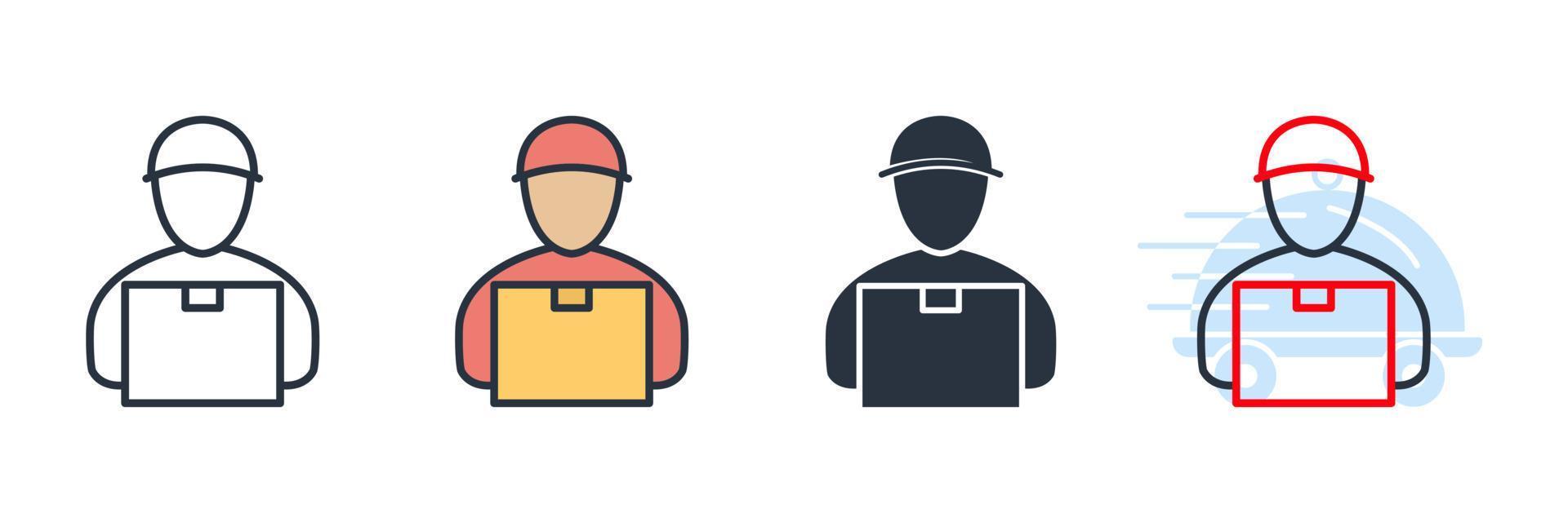 courier icon logo vector illustration. Delivery Man symbol template for graphic and web design collection