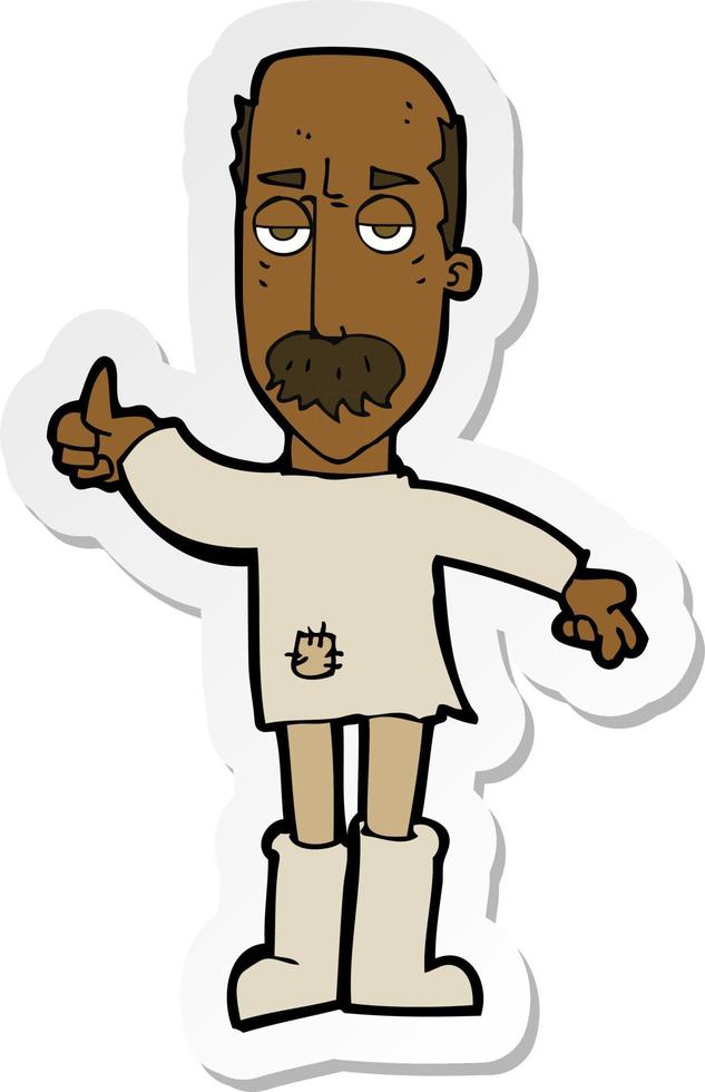 sticker of a cartoon annoyed old man vector