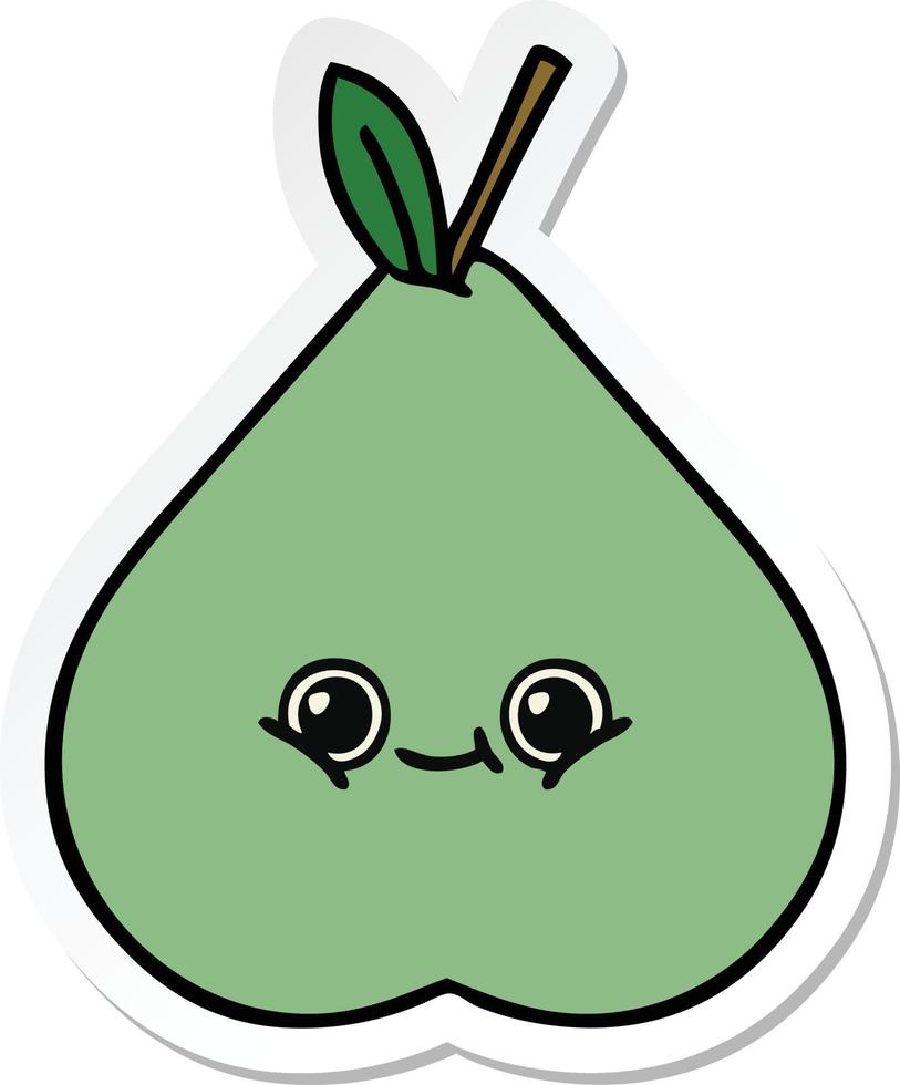 sticker of a cute cartoon green pear vector