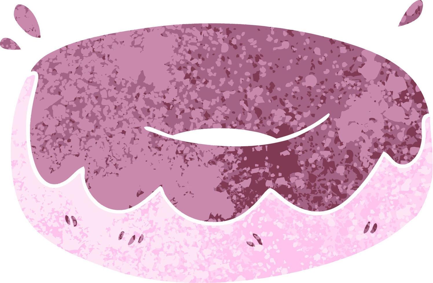 quirky retro illustration style cartoon iced donut vector