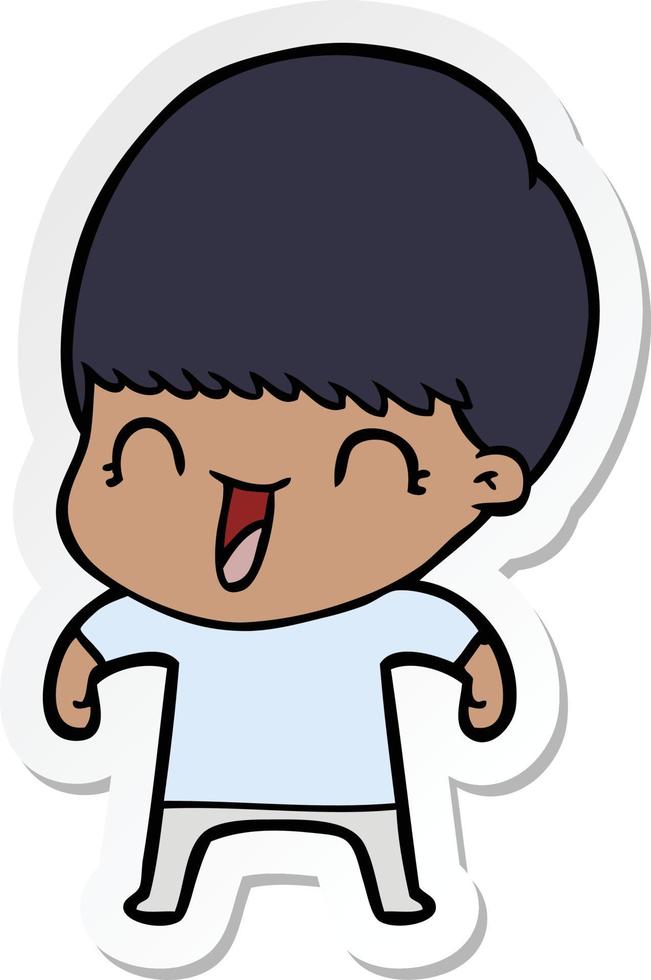 sticker of a happy cartoon boy vector