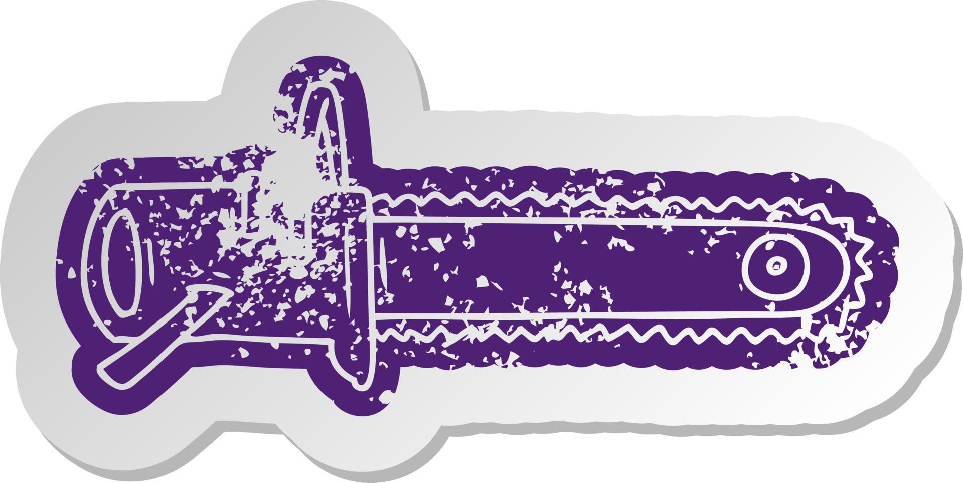 distressed old sticker fo a chain saw vector