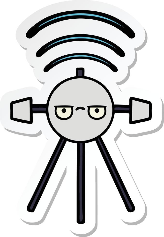 sticker of a cute cartoon satellite vector