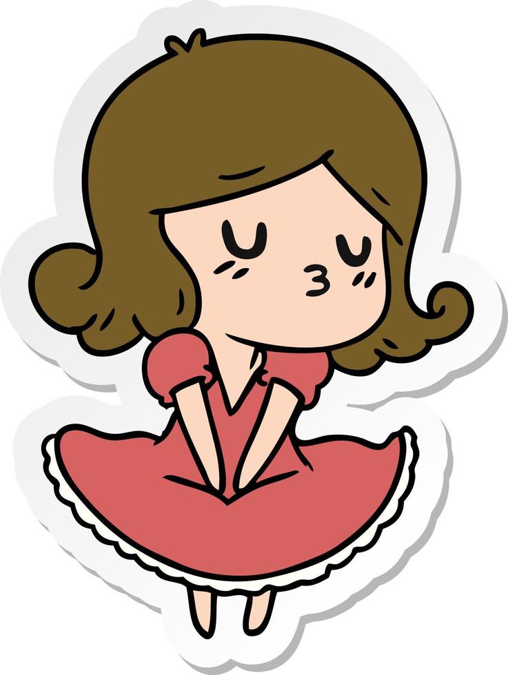 sticker cartoon of cute kawaii girl vector