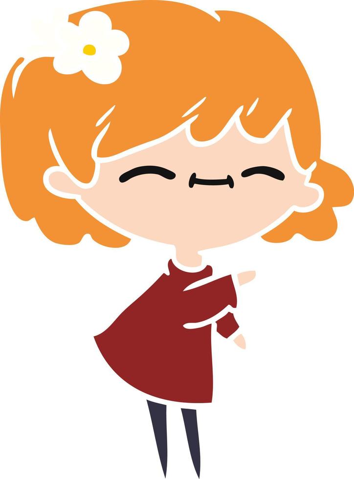 caricatura, de, lindo, kawaii, niña vector