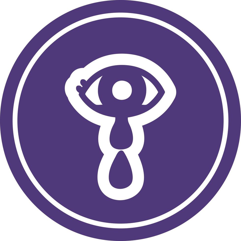 crying eye circular icon vector