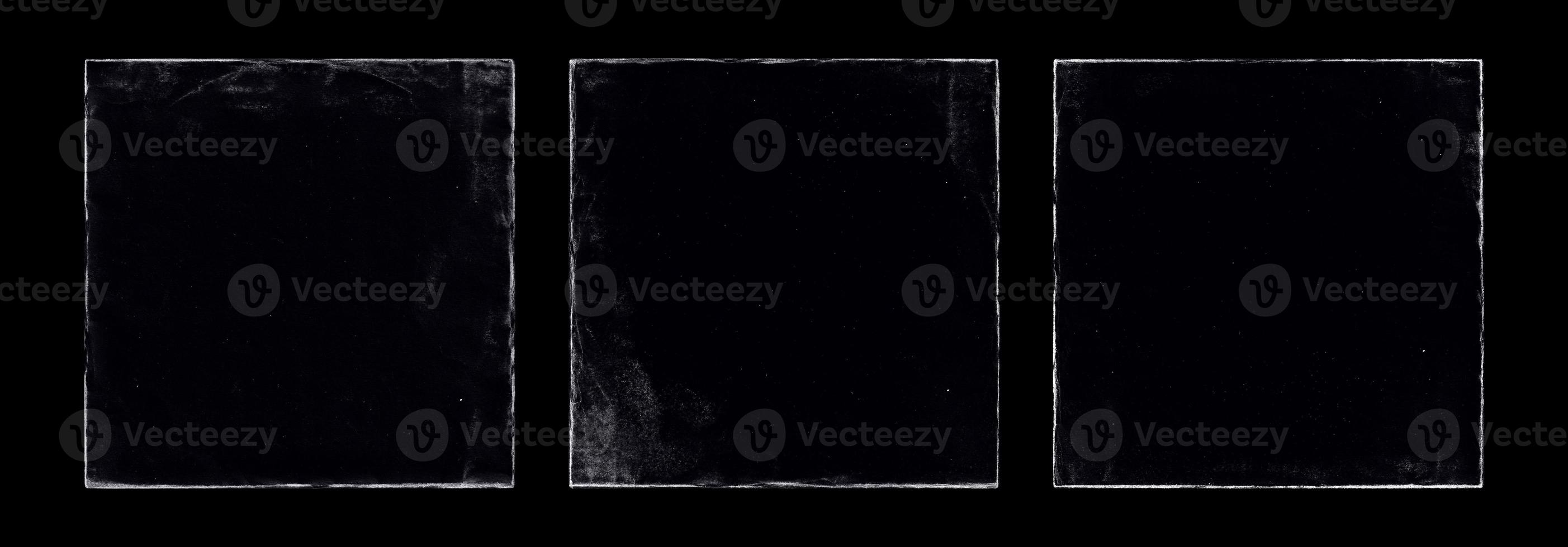 set of old paper texture in square frame for cover art. grungy frame in black background. can be used to replicate the aged look for your creative design. old paper edge elements for overlays photo