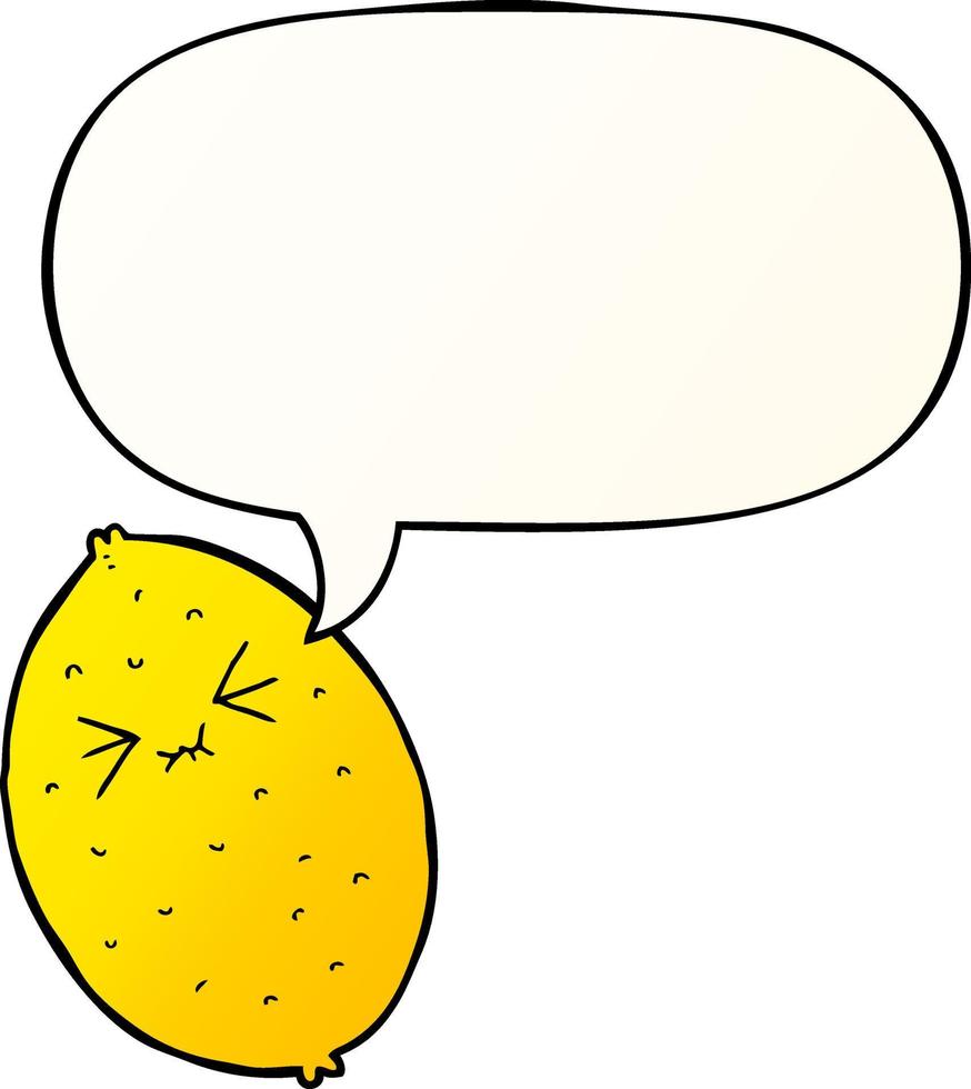 cartoon bitter lemon and speech bubble in smooth gradient style vector