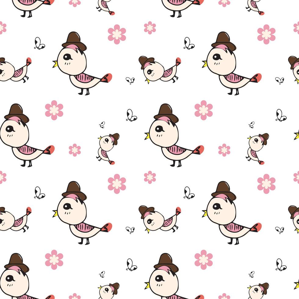 cute of bird seamless pattern vector photo