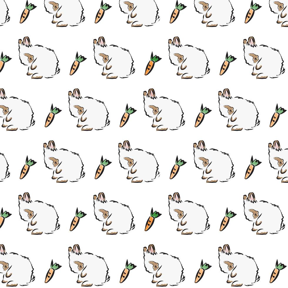 illustration of outline lovely bunny pattern on a white background,hand drawing rabbit graphic photo