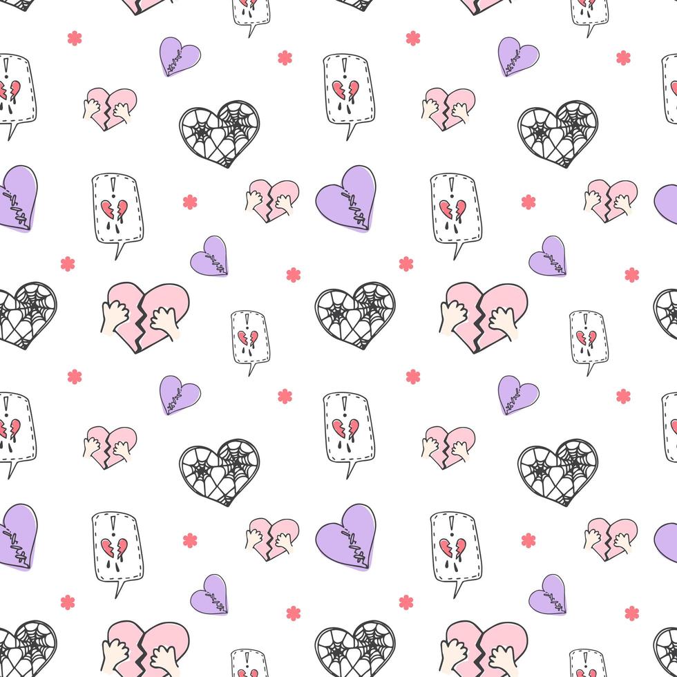 seamless heart doodle pattern vector photo