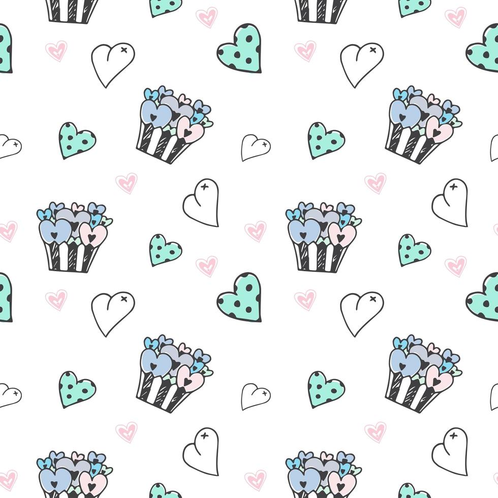 seamless heart doodle pattern vector photo