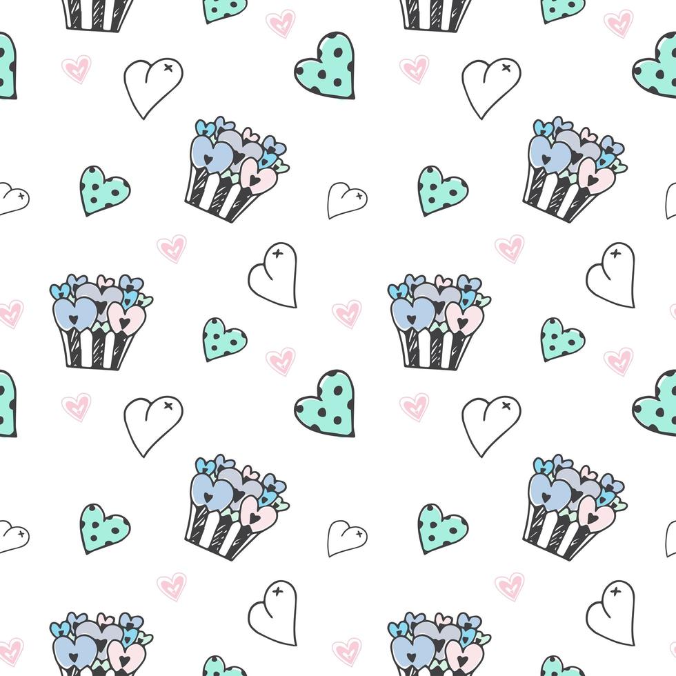 seamless heart doodle pattern vector photo