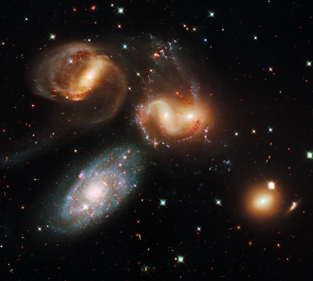 Galaxy wreckage in Stephans Quintet in constellation Pegasus photo