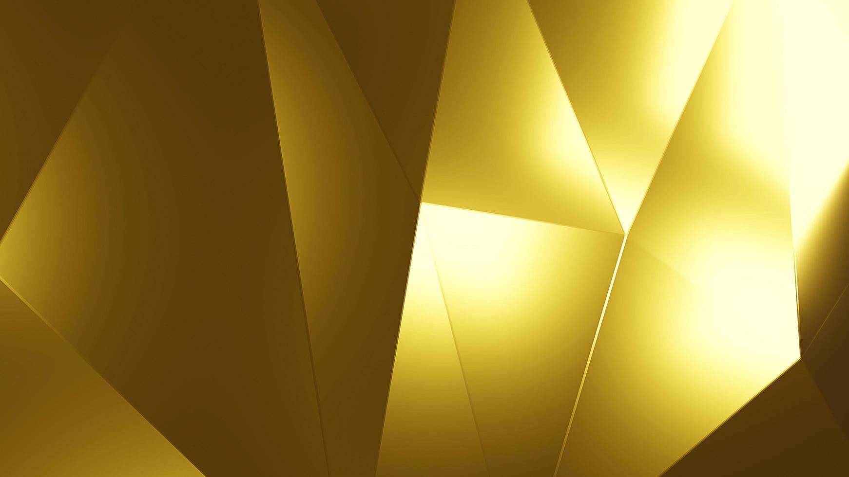 Gold crystal  abstract mosaic background. Geometric illustration in Origami style with gradient. Brand new design. 3d rendering. photo