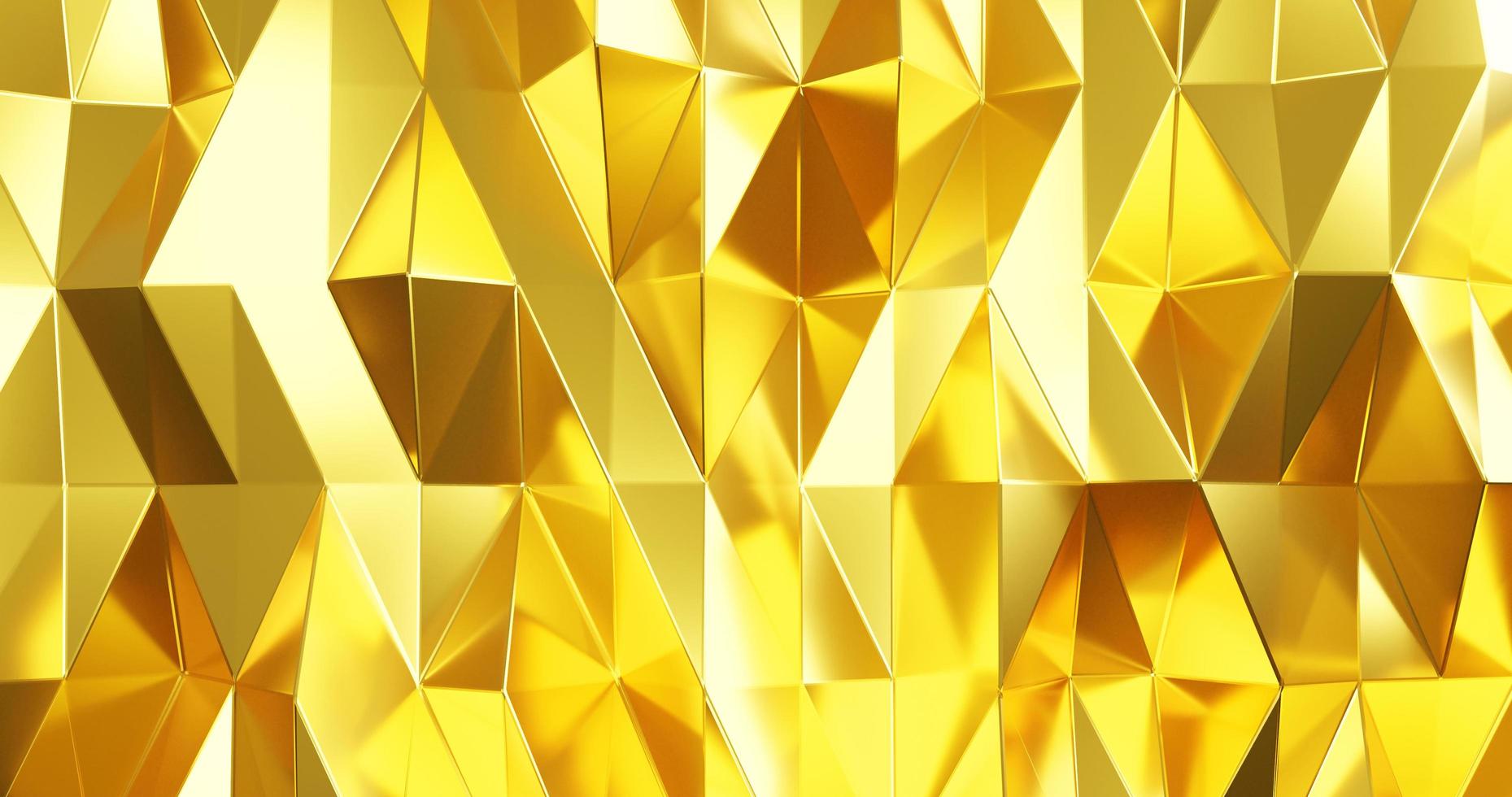 Gold crystal  abstract mosaic background. Geometric illustration in Origami style with gradient. Brand new design. 3d rendering. photo