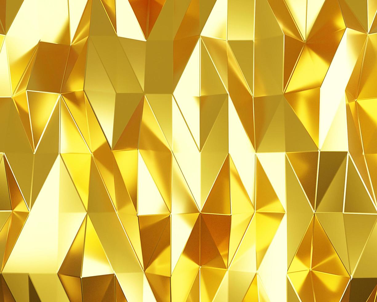 Gold crystal  abstract mosaic background. Geometric illustration in Origami style with gradient. Brand new design. 3d rendering. photo