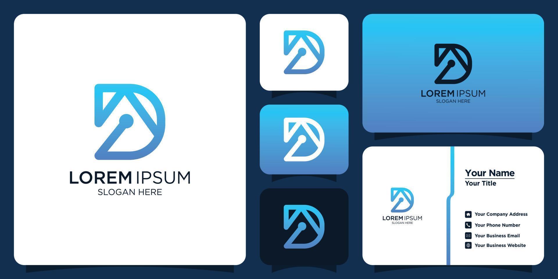 technology letter D design logo and business card vector