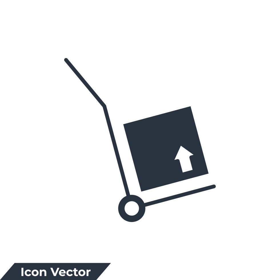 hand trolley icon logo vector illustration. Packages delivery trolley symbol template for graphic and web design collection