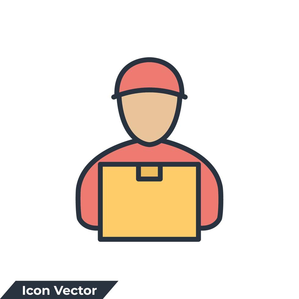 Ilustración de vector de logotipo de icono de mensajería. plantilla de símbolo de repartidor para colección de diseño gráfico y web