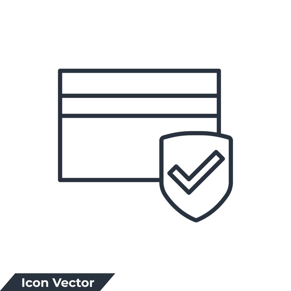 Credit Card with lock icon logo vector illustration. Locked bank card symbol template for graphic and web design collection