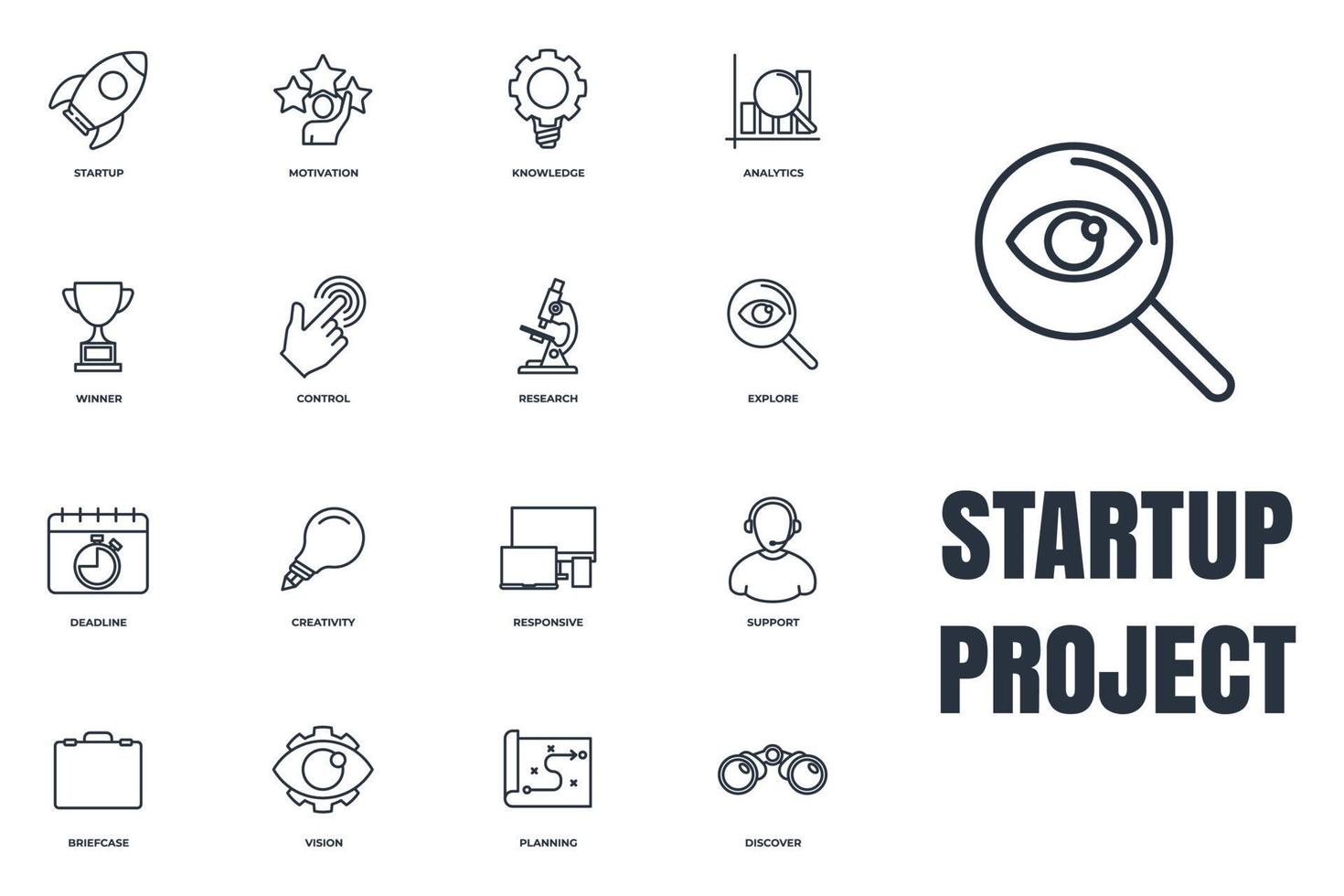 Set of Startup project icon logo vector illustration. development pack symbol template for graphic and web design collection