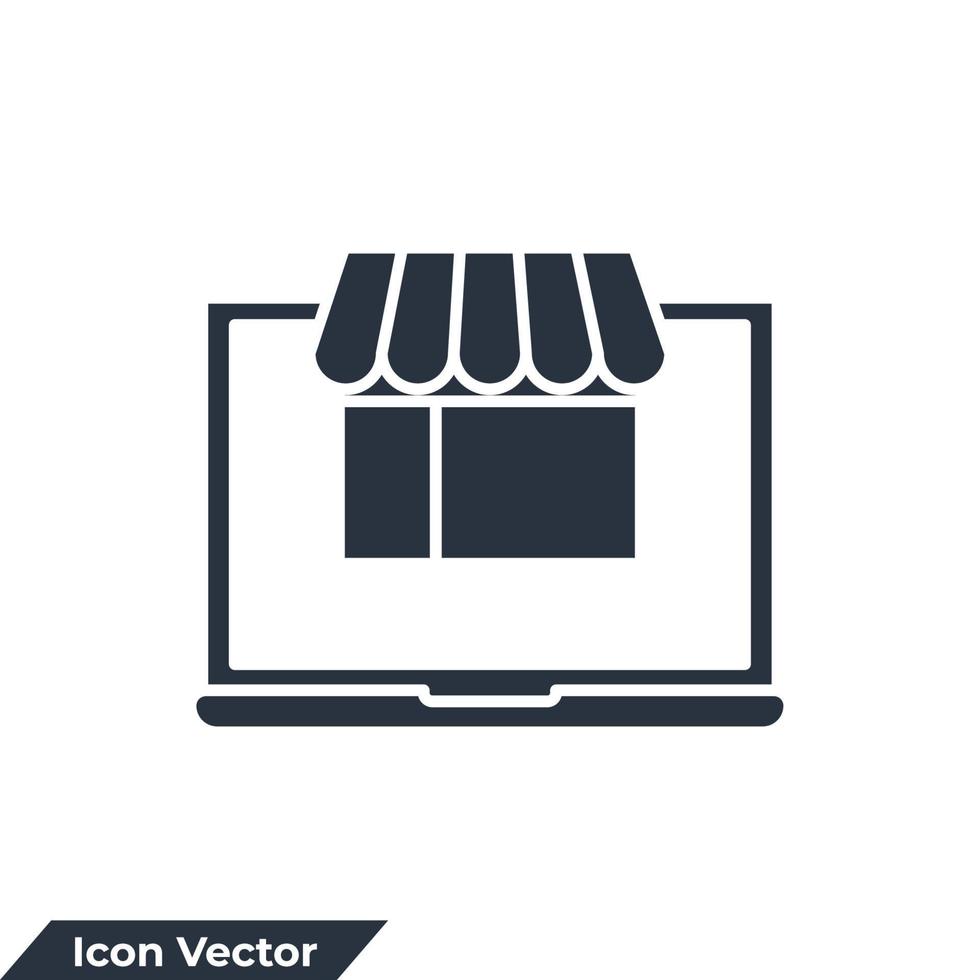 Ilustración de vector de logotipo de icono de tienda en línea. plantilla de símbolo de compras en línea para la colección de diseño gráfico y web