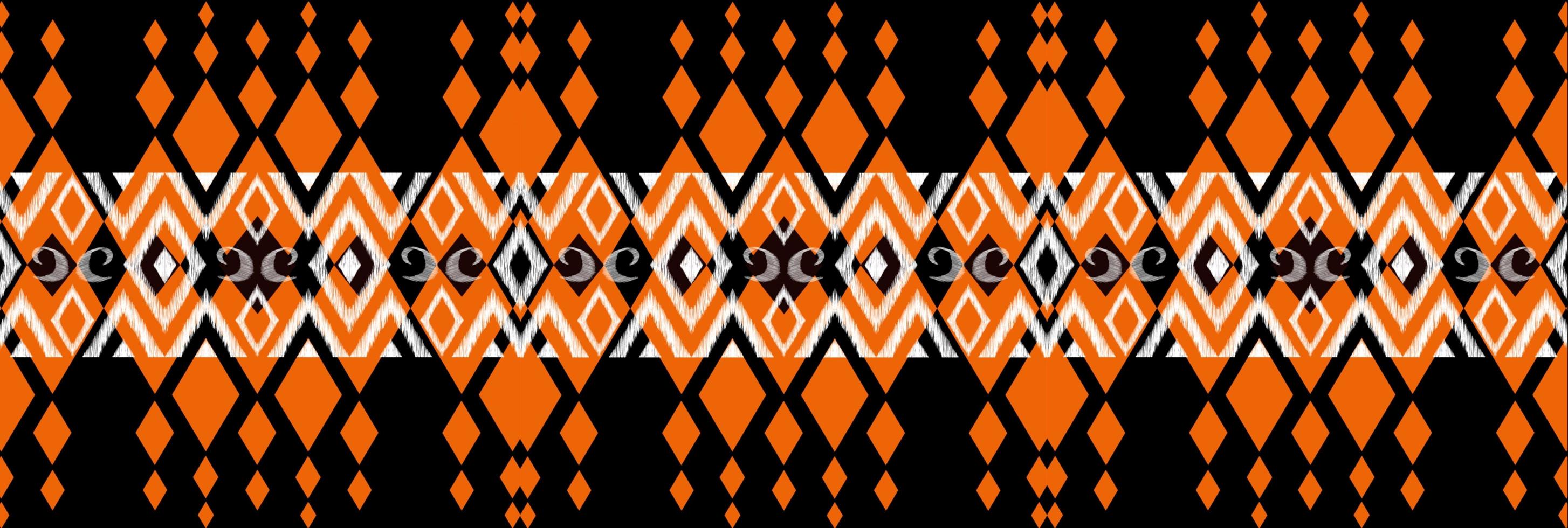 Beautiful embroidery.geometric ethnic oriental pattern traditional on black background.Aztec style,abstract,,illustration.design for texture,fabric,fashion women wearing,clothing,print. photo