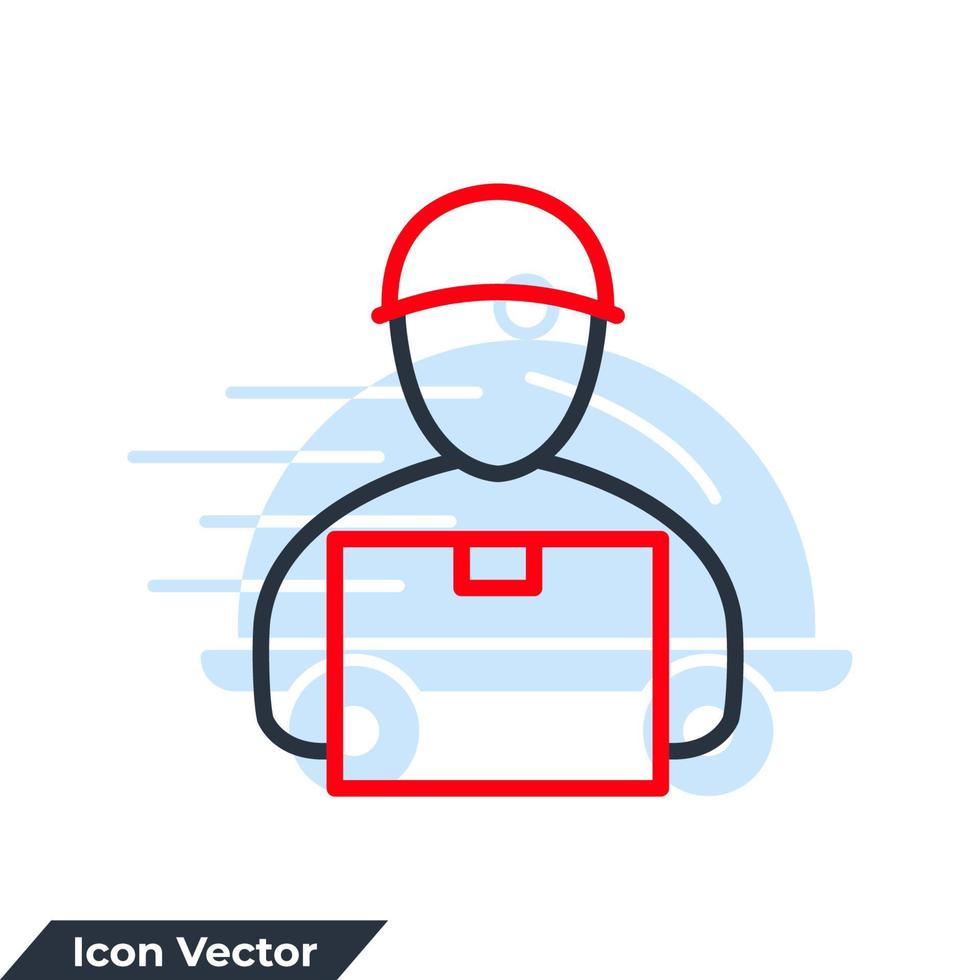 courier icon logo vector illustration. Delivery Man symbol template for graphic and web design collection