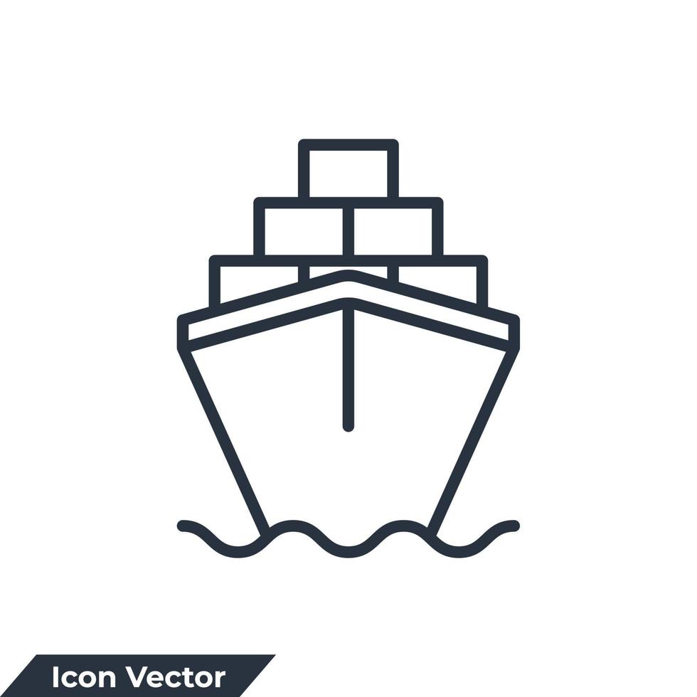 cargo barge icon logo vector illustration. large cargo ships symbol template for graphic and web design collection