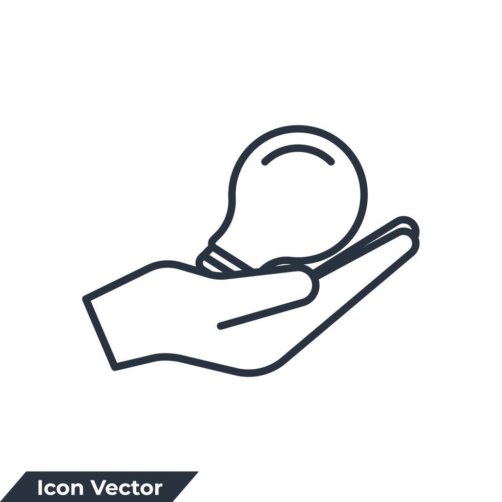 Ilustración de vector de logotipo de icono de solución. mano y una plantilla de símbolo de lámpara para la colección de diseño gráfico y web