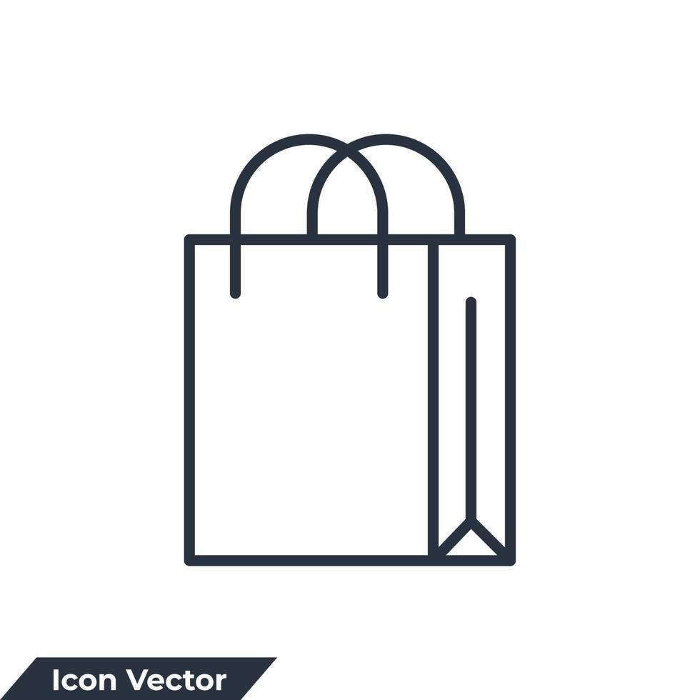 Ilustración de vector de logotipo de icono de bolsa de compras. plantilla de símbolo de bolsa de supermercado para la colección de diseño gráfico y web