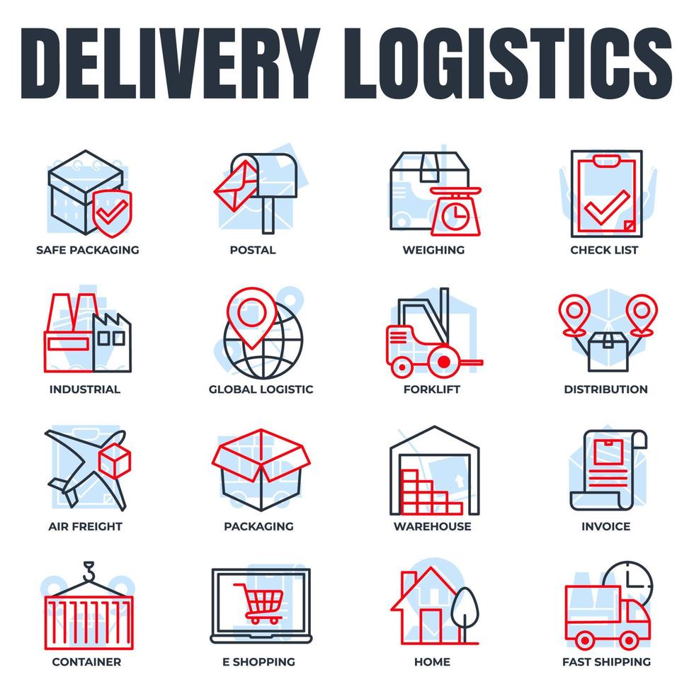 Set of Delivery shipping icon logo vector illustration. logistics pack symbol template for graphic and web design collection