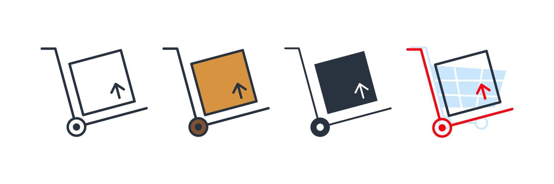 Cargo trolley icon logo vector illustration. Packages delivery trolley symbol template for graphic and web design collection