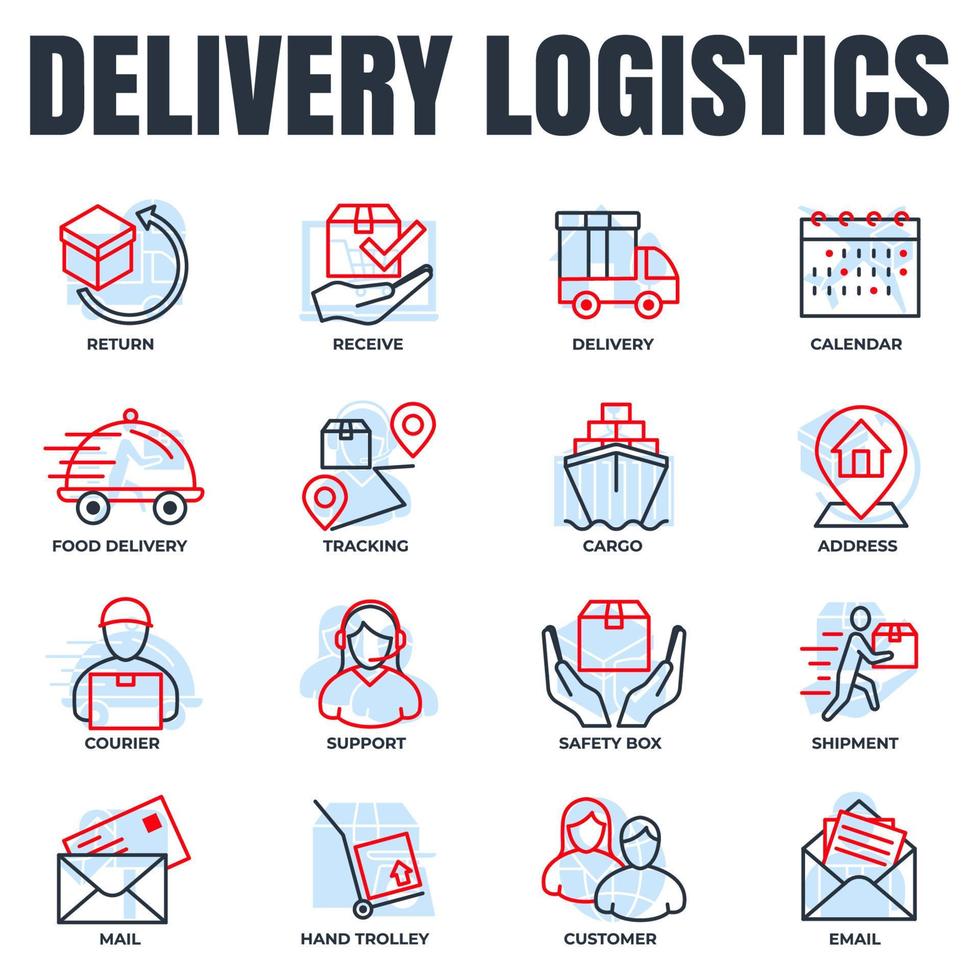Set of Delivery shipping icon logo vector illustration. logistics pack symbol template for graphic and web design collection
