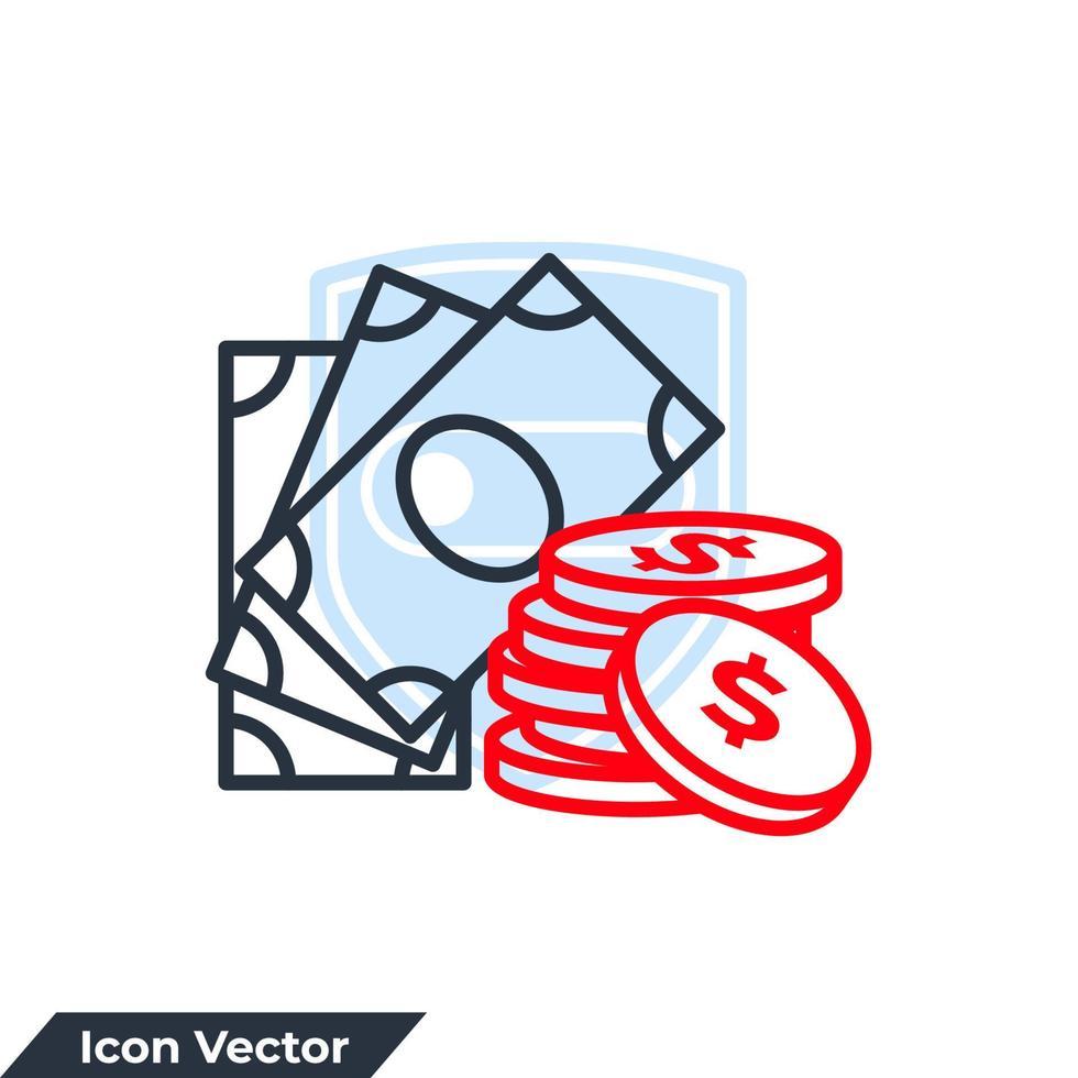 ilustración de vector de logotipo de icono de dinero. plantilla de símbolo de monedas y finanzas para la colección de diseño gráfico y web