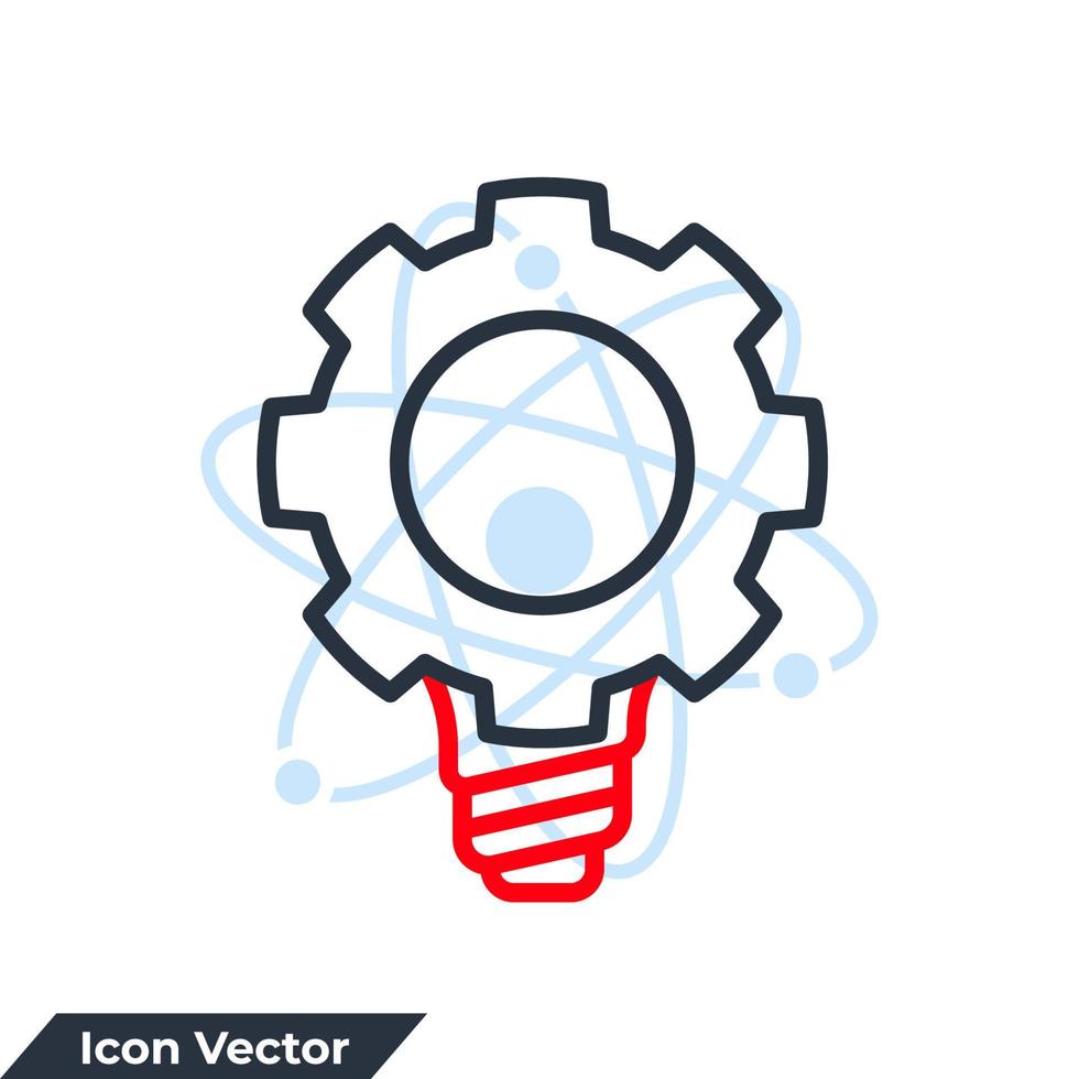 Ilustración de vector de logotipo de icono de bombilla de engranaje. plantilla de símbolo de innovación de conocimiento para la colección de diseño gráfico y web