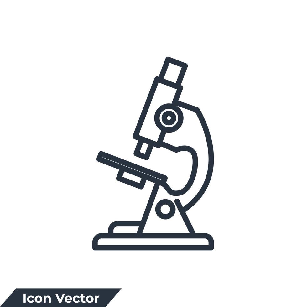 ilustración vectorial del logotipo del icono del microscopio. plantilla de símbolo de investigación para la colección de diseño gráfico y web vector