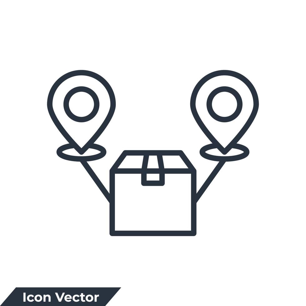 Ilustración de vector de logotipo de icono de distribución. plantilla de símbolo de servicio de logística de entrega de paquetes para colección de diseño gráfico y web