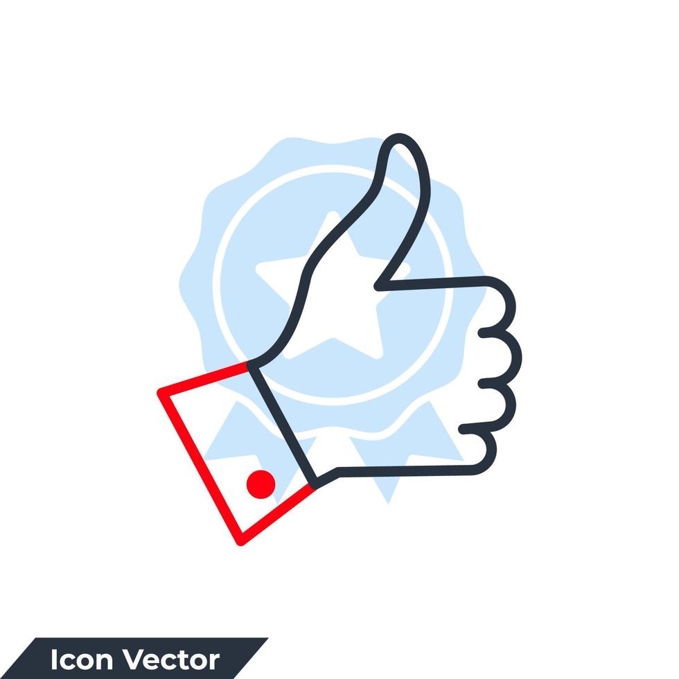 Ilustración de vector de logotipo de icono de pulgar hacia arriba. un botón Me gusta para la plantilla de símbolo de servicios de redes sociales para la colección de diseño gráfico y web