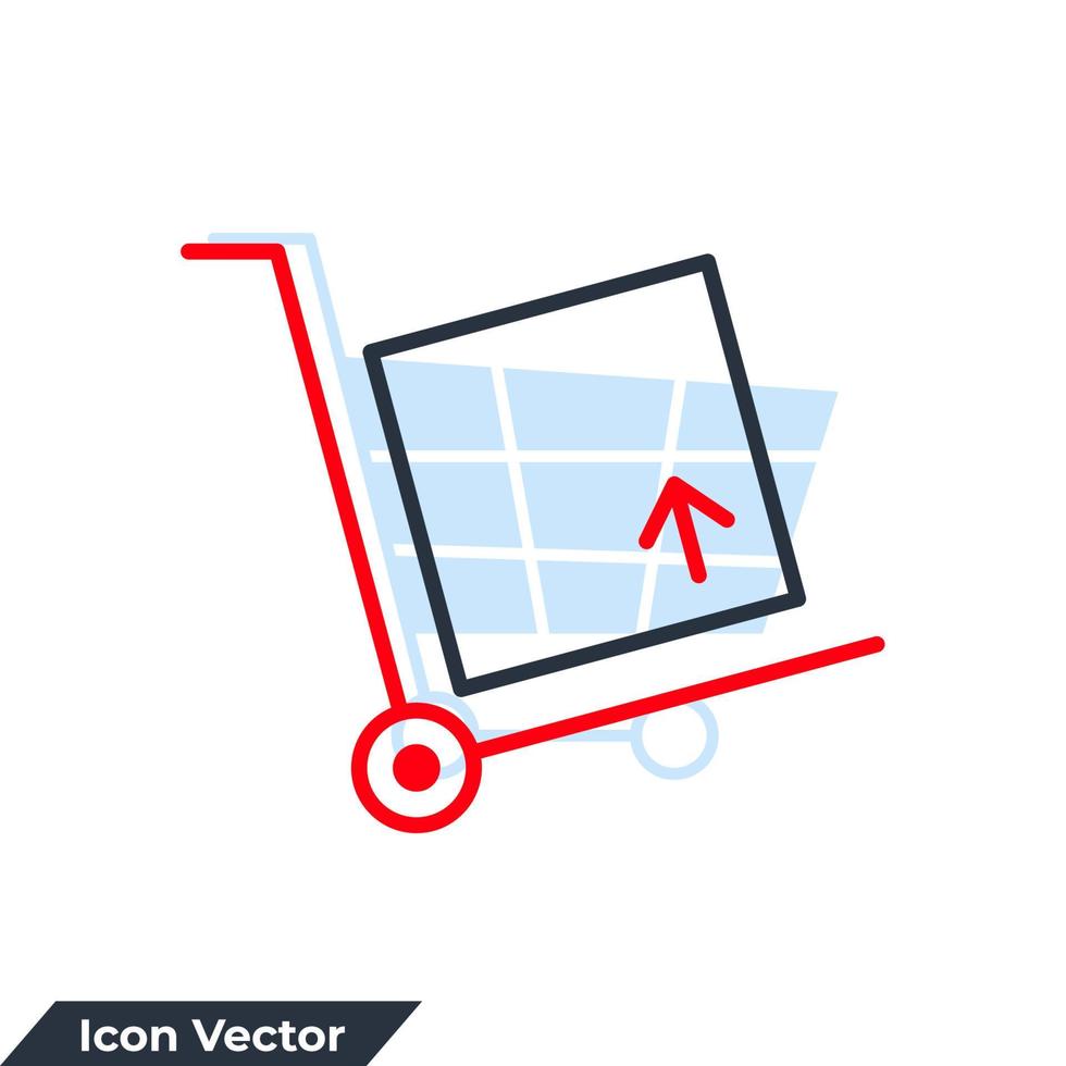 Cargo trolley icon logo vector illustration. Packages delivery trolley symbol template for graphic and web design collection